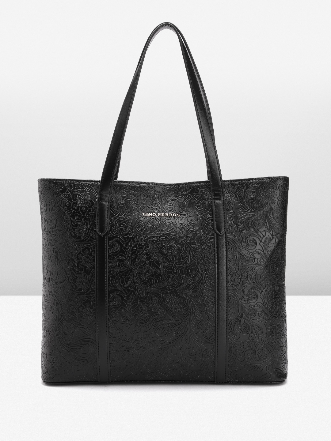 

Lino Perros Floral Textured Structured Laptop Shoulder Bag, Black