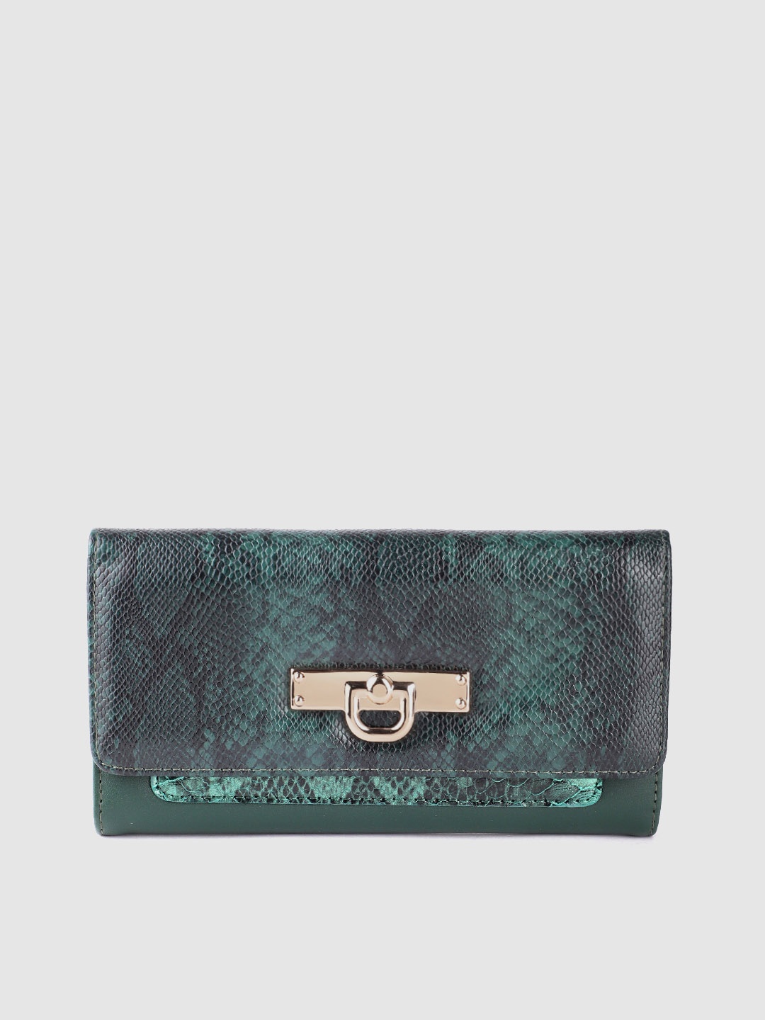 

Lino Perros Women Snakeskin Print Three Fold Wallet, Green