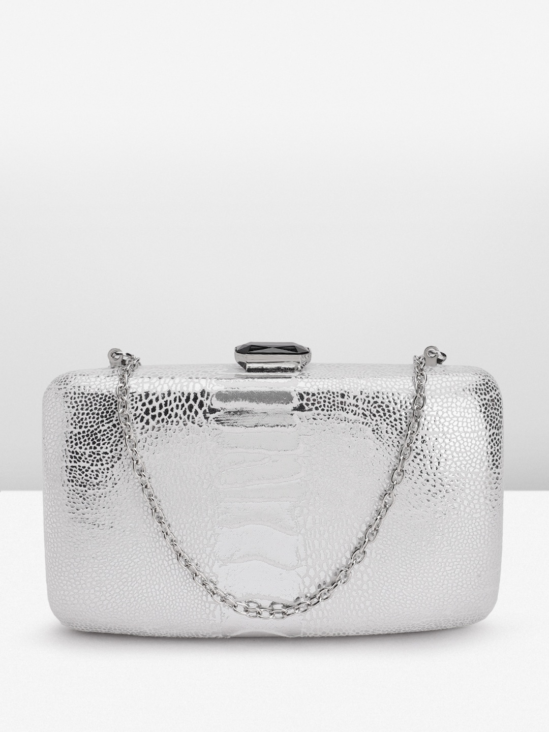 

Lino Perros Snake Skin Textured Box Clutch, White