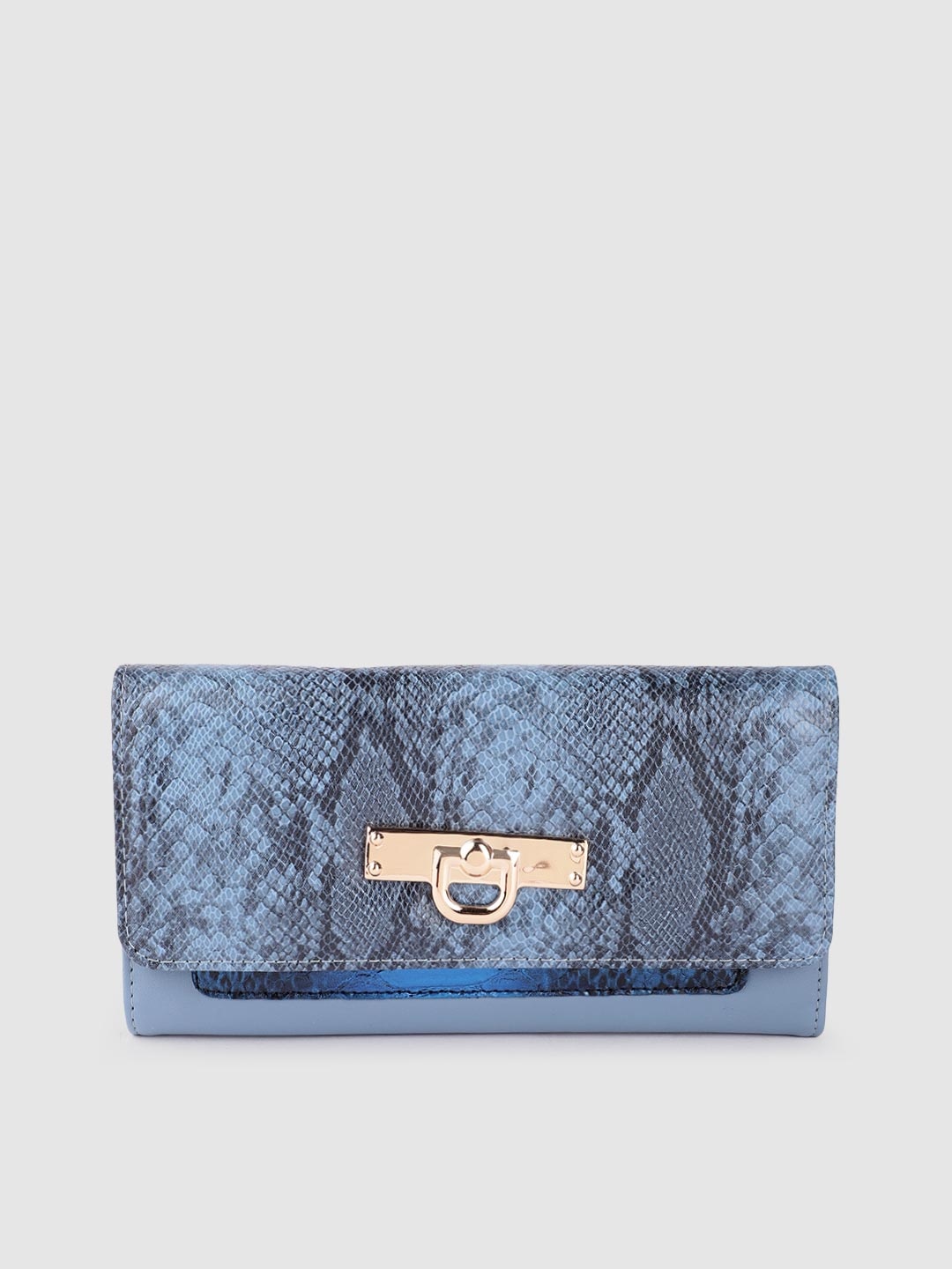 

Lino Perros Women Snakeskin Print Three Fold Wallet, Blue