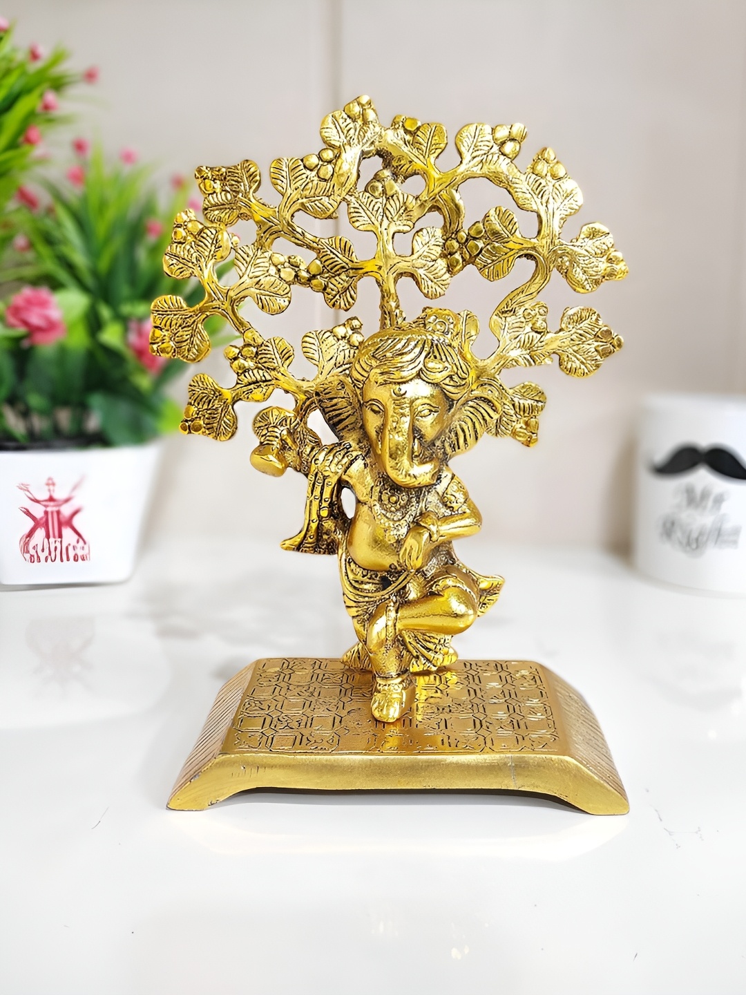 

Kridaykraft Gold-Toned Metal Ganesh Showpiece