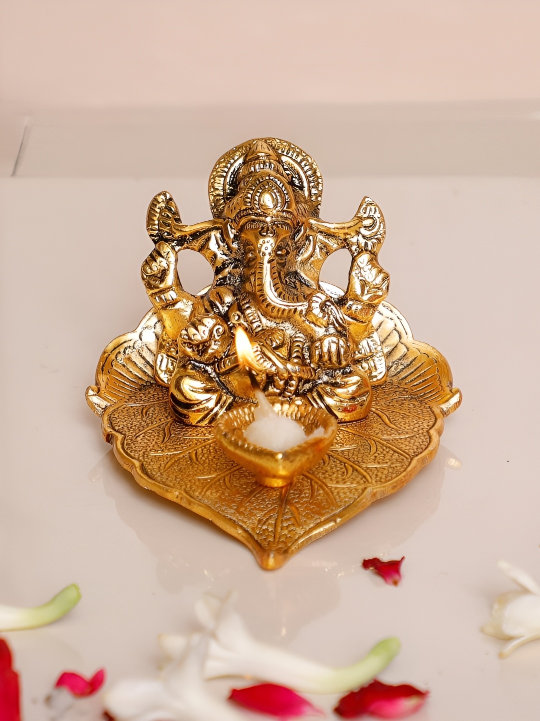 

Kridaykraft Gold-Toned Metal Ganesha Showpiece