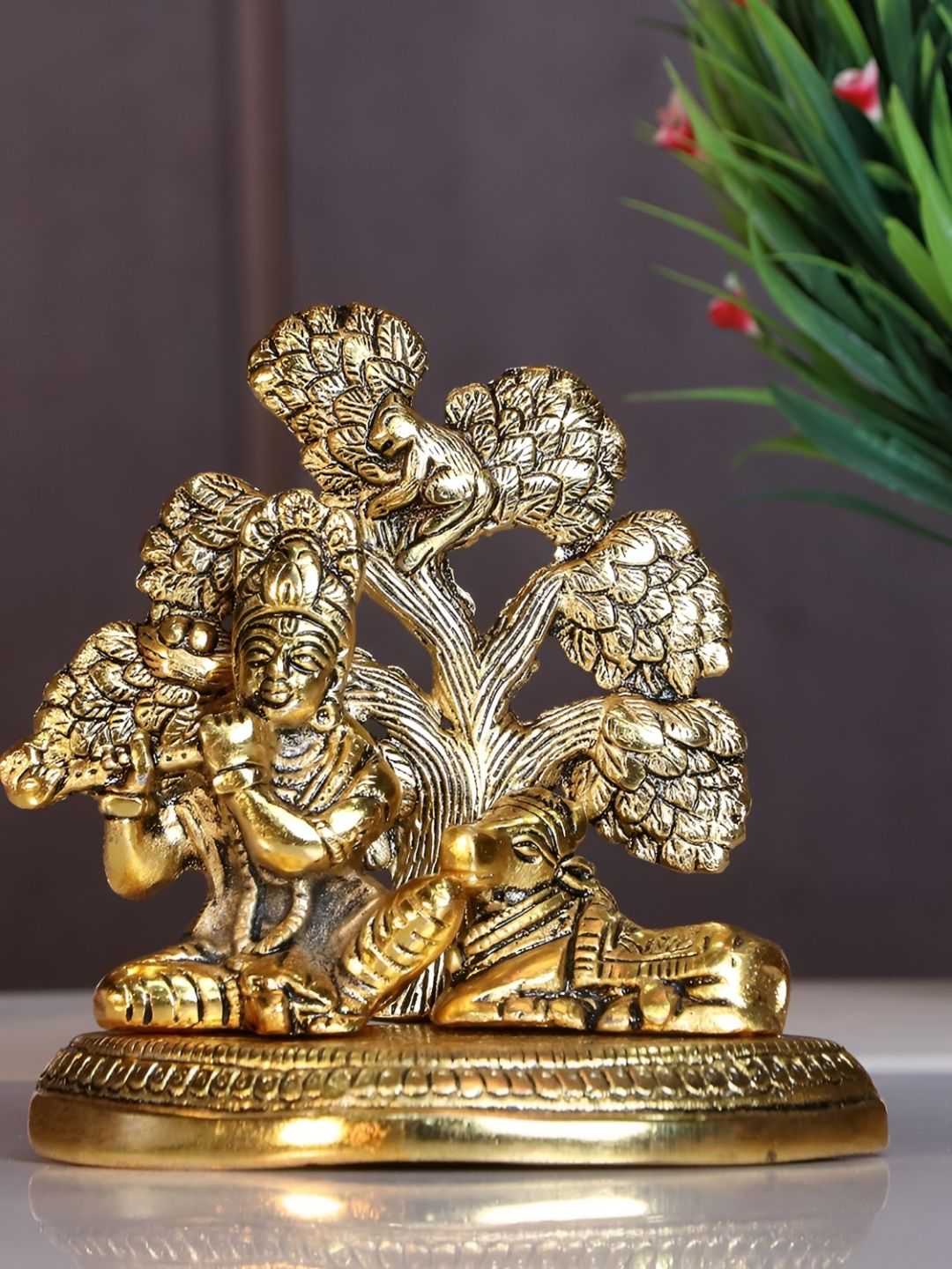 

Kridaykraft Gold-Toned Lord Krishna Metal Showpiece