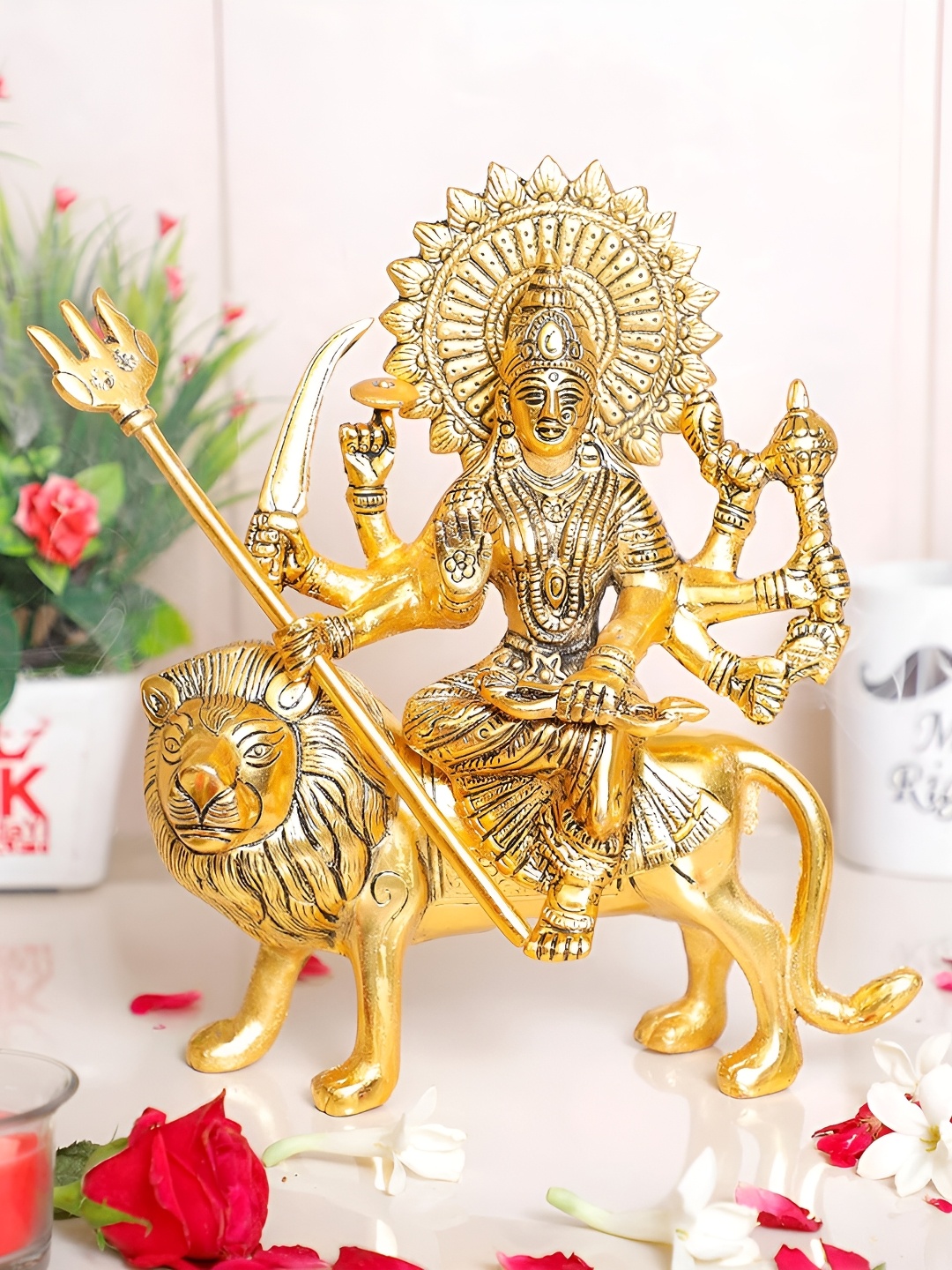 

Kridaykraft Gold-Toned Metal Durga maa Showpiece