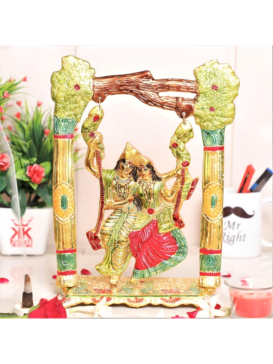 

Kridaykraft Gold-toned Metal Radha Krishna Showpiece