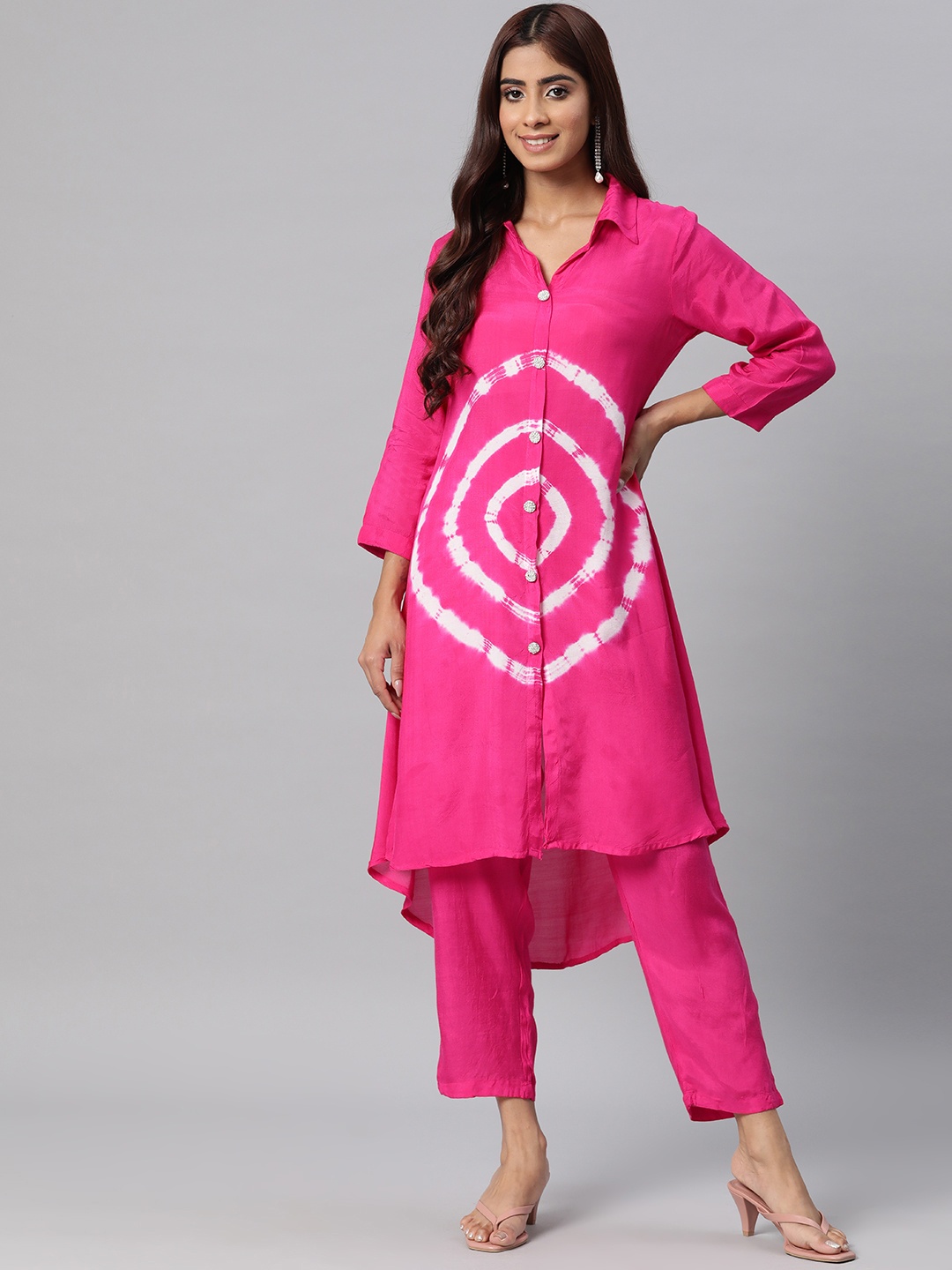 

Readiprint Women Dyed Regular Tunic with Trousers, Pink