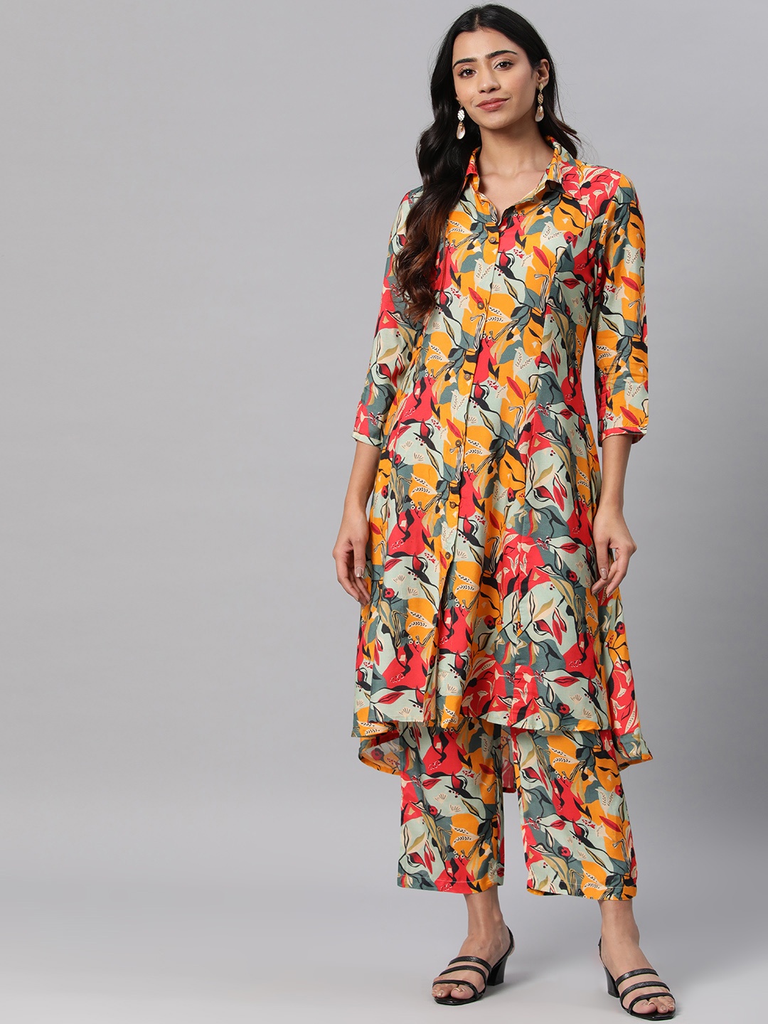 

Readiprint Women Floral Printed Regular Pure Silk Tunic with Palazzos, Multi