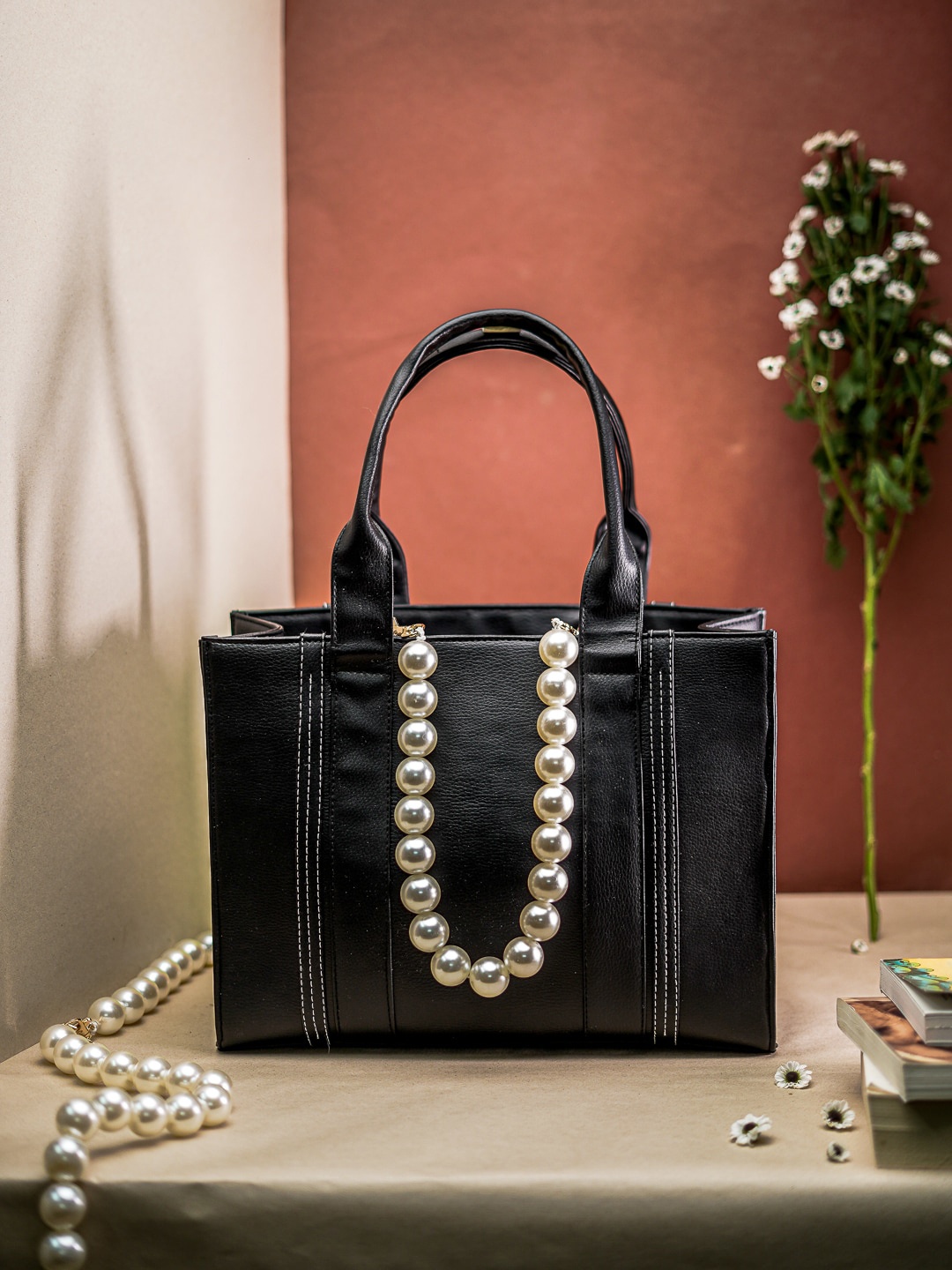 

NR By Nidhi Rathi Structured Handheld Bag, Black