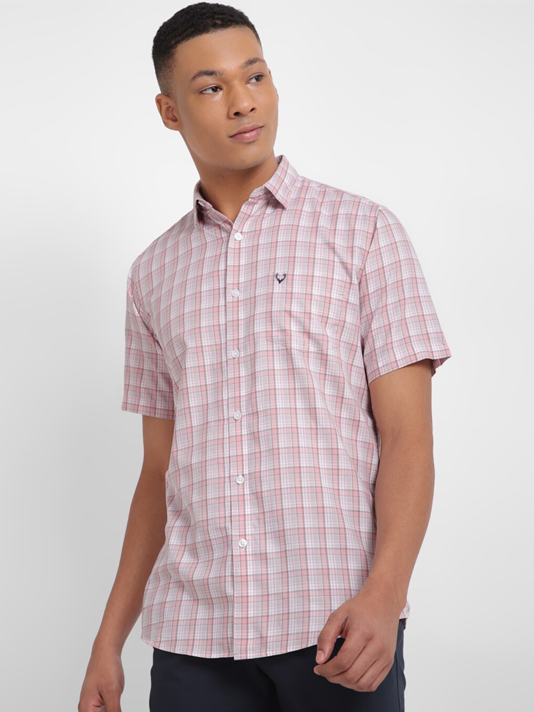 

Allen Solly Slim Fit Checked Pure Cotton Casual Shirt, Pink