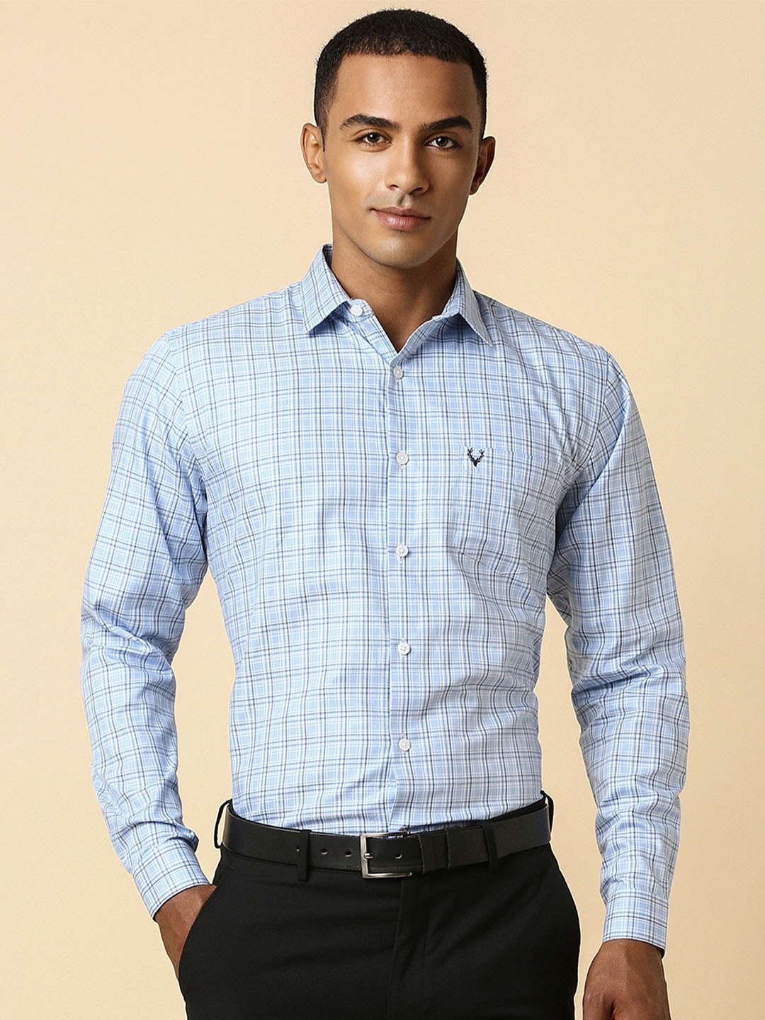 

Allen Solly Men Blue Slim Fit Checked Formal Shirt