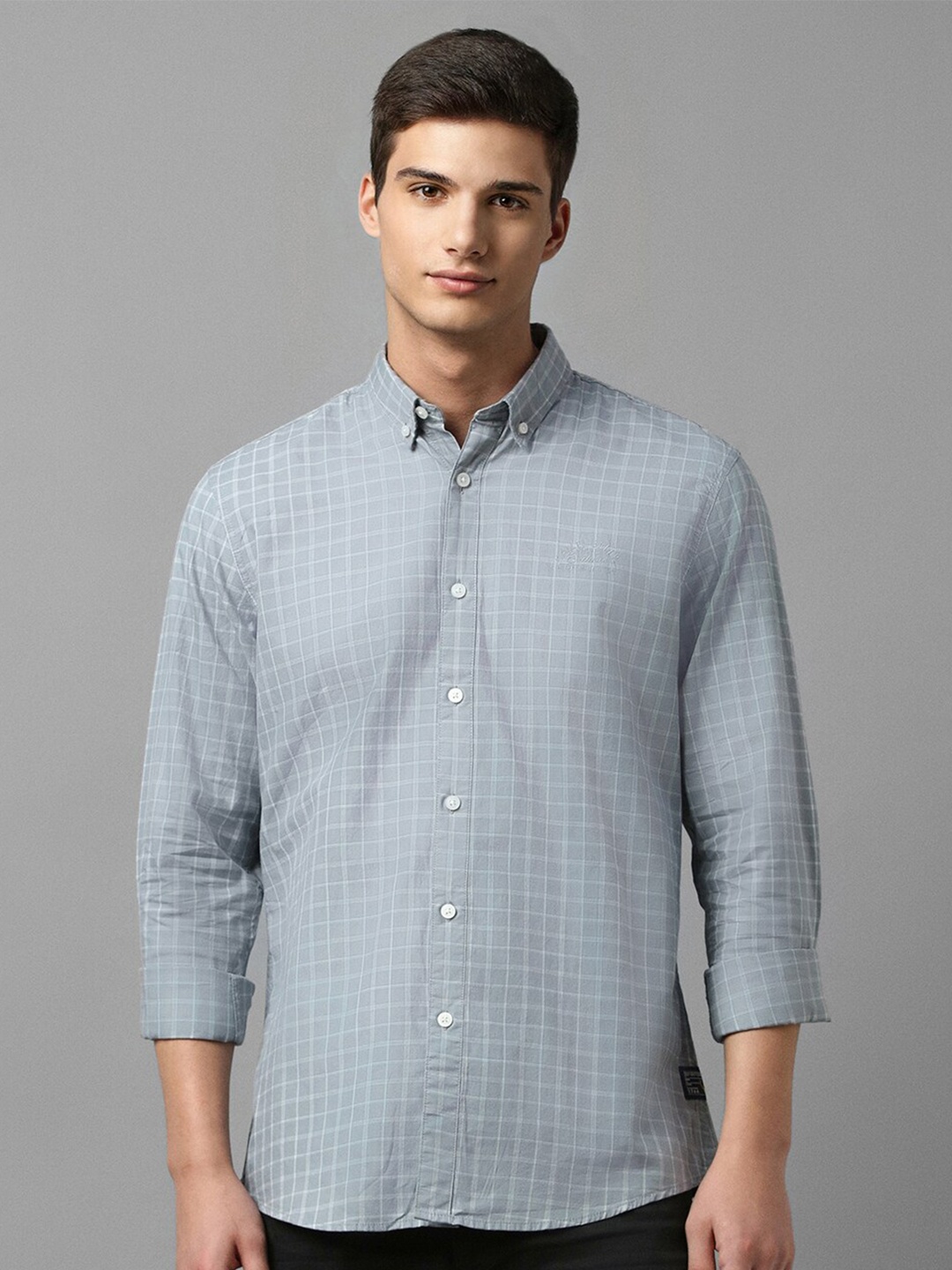 

Allen Solly Checked Button Down Collar Pure Cotton Casual Shirt, Grey