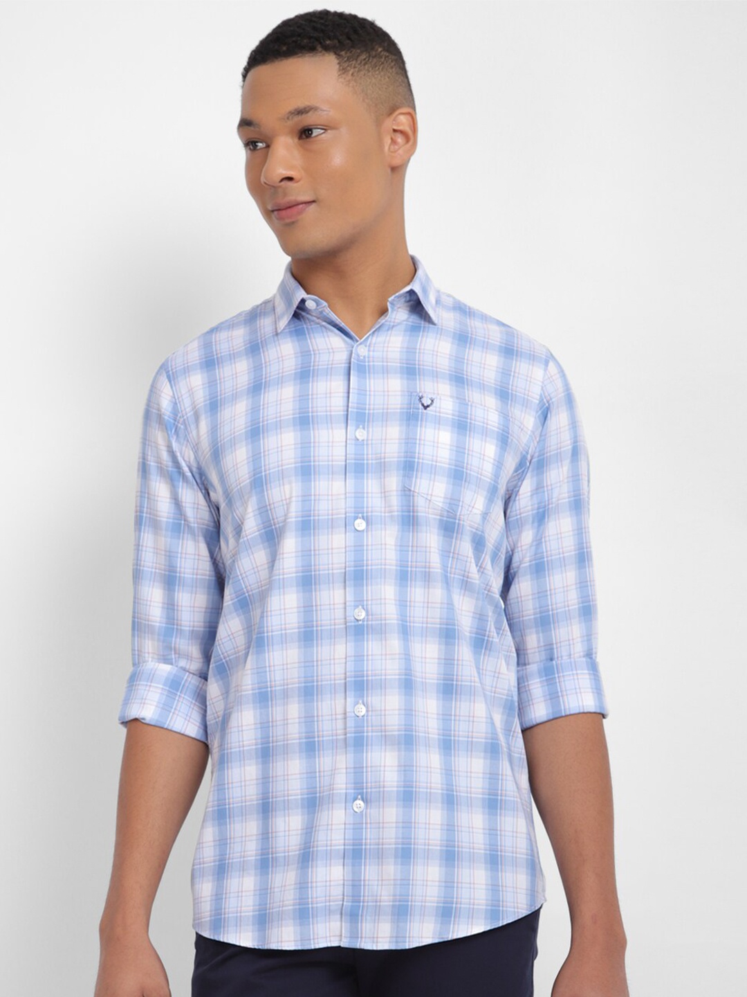 

Allen Solly Slim Fit Checked Pure Cotton Casual Shirt, Blue