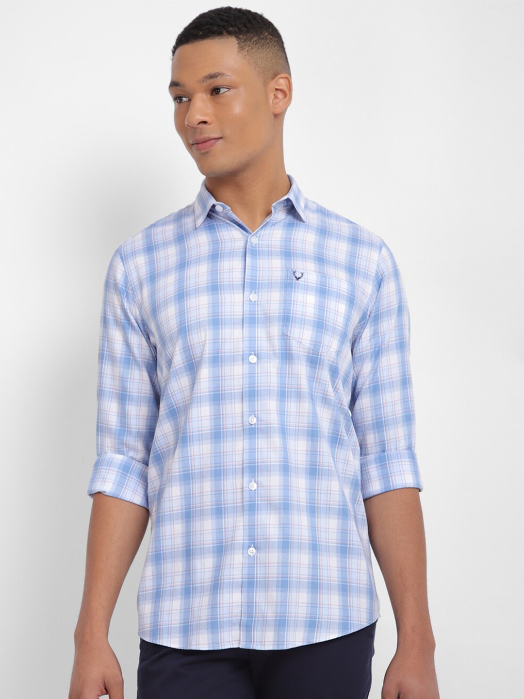 

Allen Solly Slim Fit Checked Pure Cotton Casual Shirt, Blue