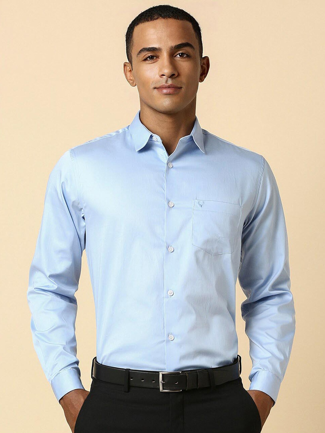 

Allen Solly Slim Fit Spread Collar Long Sleeves Cotton Formal Shirt, Blue