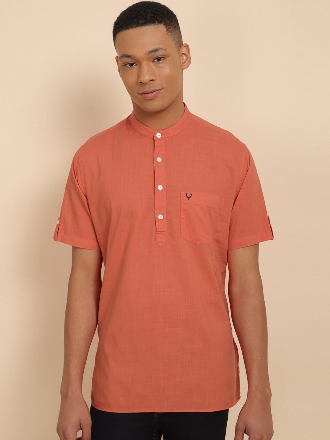 

Allen Solly Band Collar Slim Fit Pure Cotton Casual Shirt, Peach