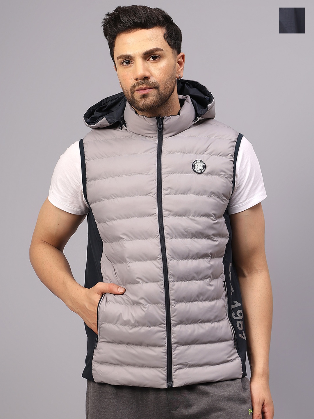 

Shiv Naresh Hooded Reversible Padded Jacket, Navy blue