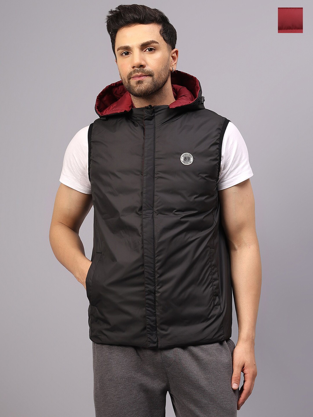 

Shiv Naresh Hooded Reversible Padded Jacket, Red