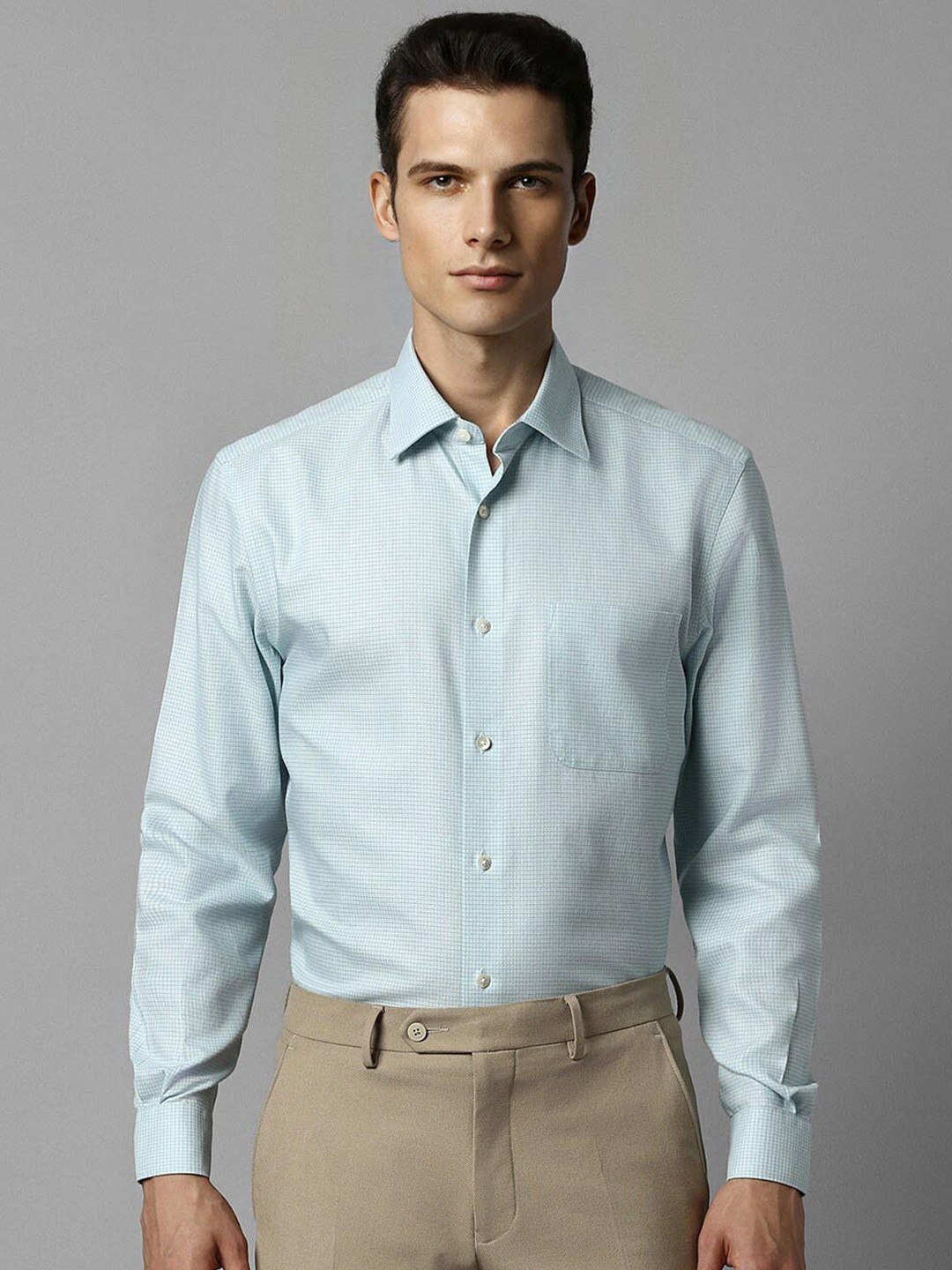 

Louis Philippe Micro Checked Pure Cotton Formal Shirt, Sea green