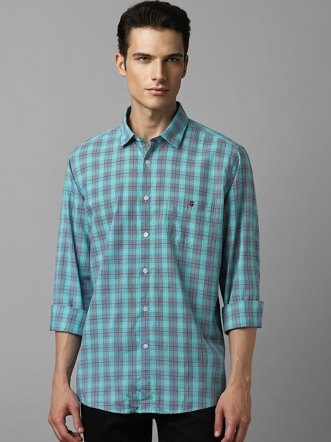 

Louis Philippe Sport Slim Fit Checked Pure Cotton Casual Shirt, Blue