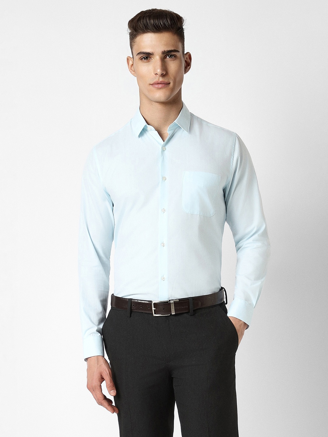 

Peter England Spread Collar Long Sleeves Regular Fit Formal Shirt, Blue