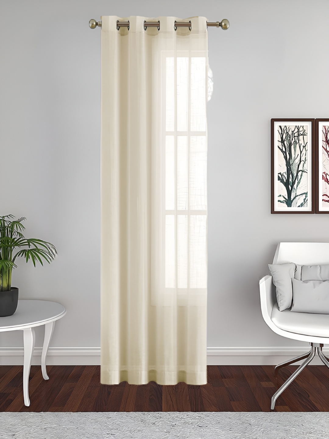 

THE CONVERSION Beige Linen Sheer Window Curtain