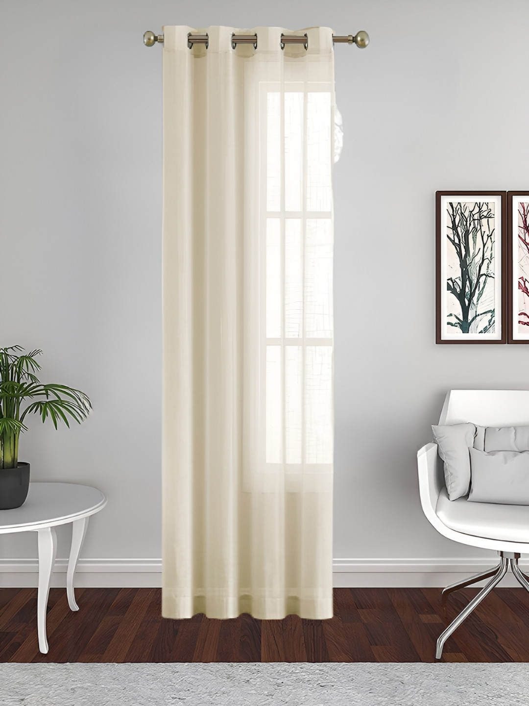 

THE CONVERSION Beige Sheer Long Door Curtain