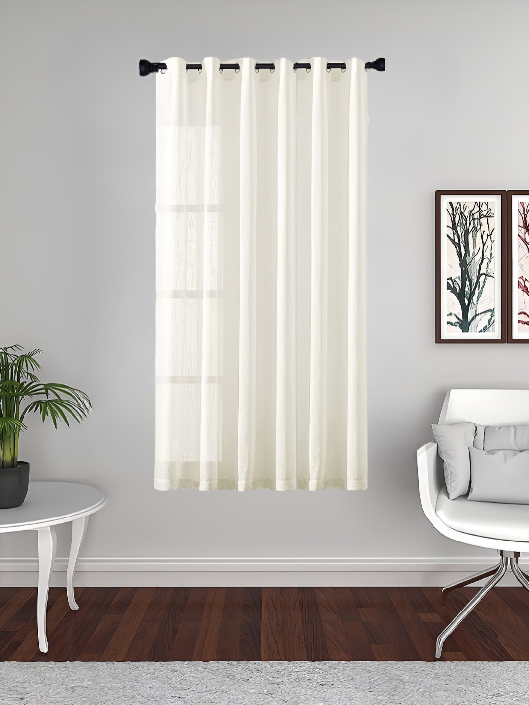 

THE CONVERSION Cream-Coloured Linen Sheer Window Curtain