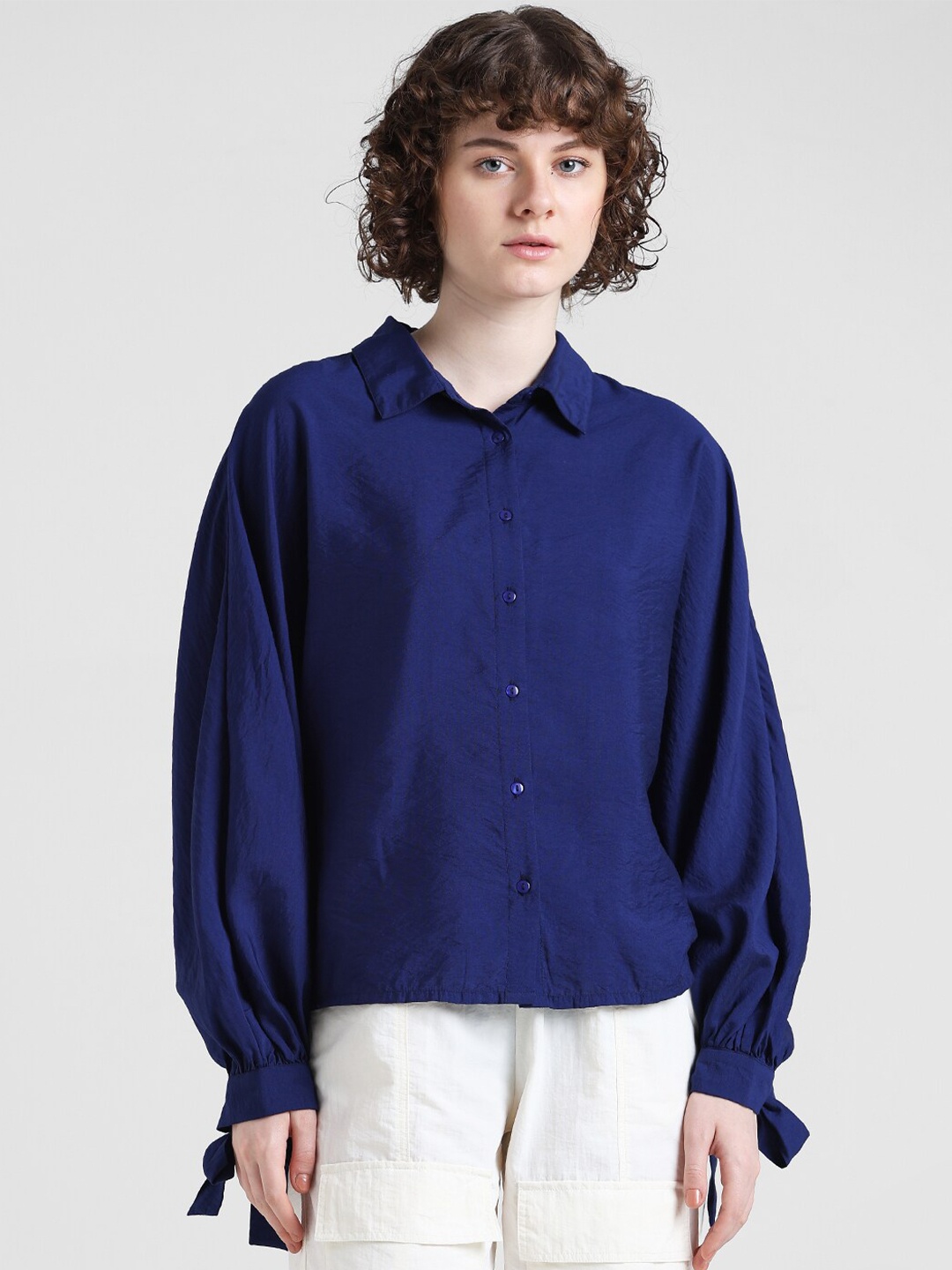 

ONLY Slim Fit Spread Collar Casual Shirt, Blue