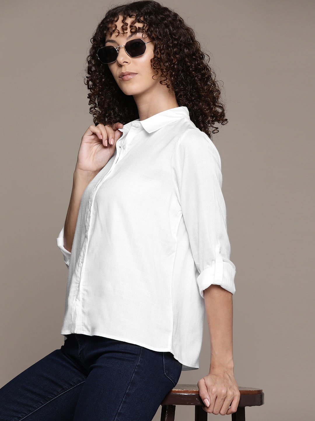 

Roadster Women Solid Opaque Casual Shirt, White