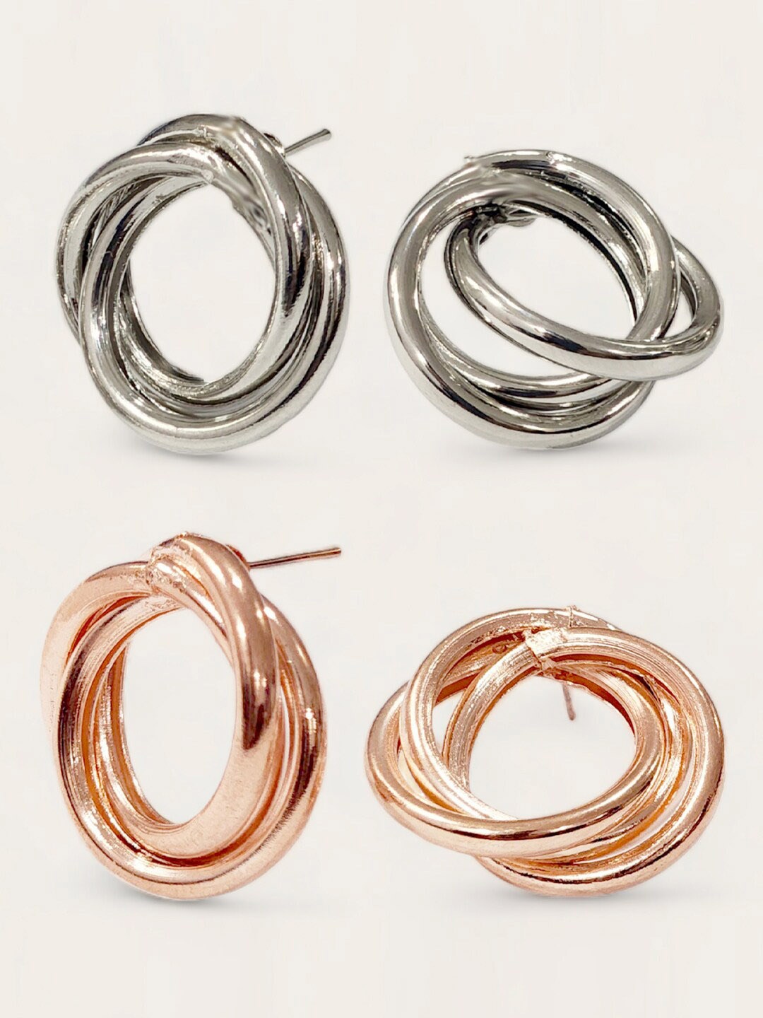 

Goldnera Set Of 2 Rose Gold-Plated Circular Hoop Earrings