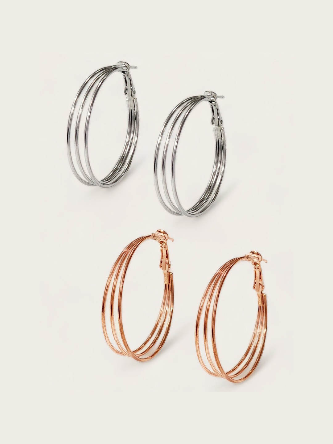 

Goldnera Set Of 2 Rose Gold-Plated Circular Hoop Earrings