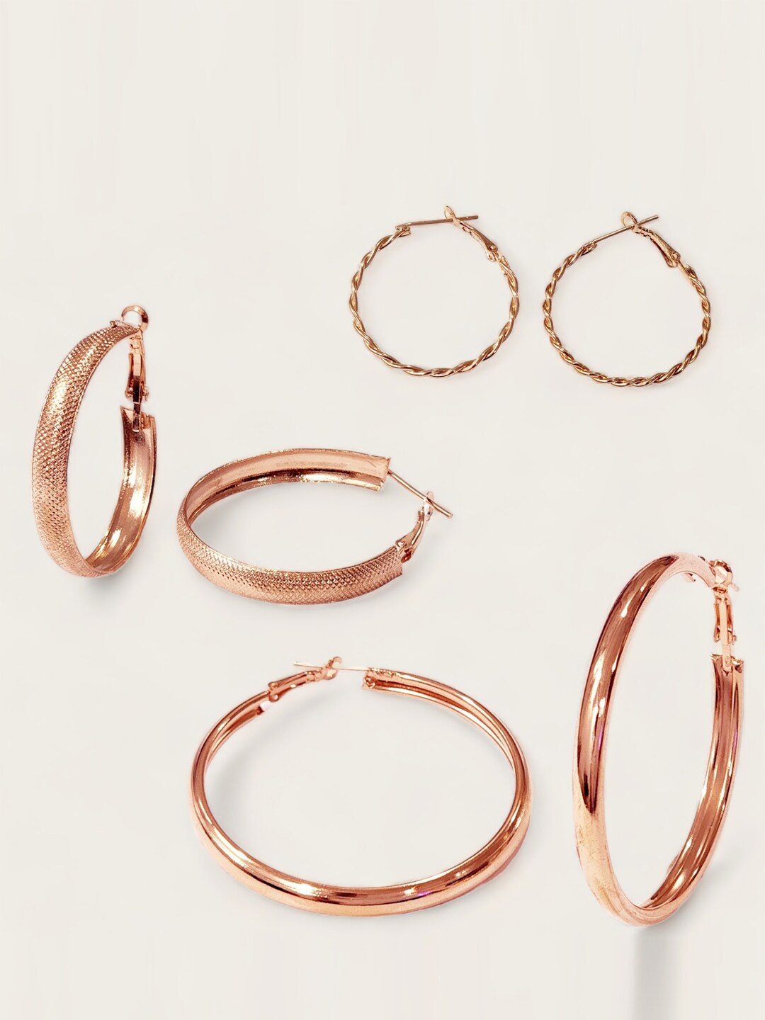 

Goldnera Set of 3 Rose Gold-Plated Circular Hoop Earrings