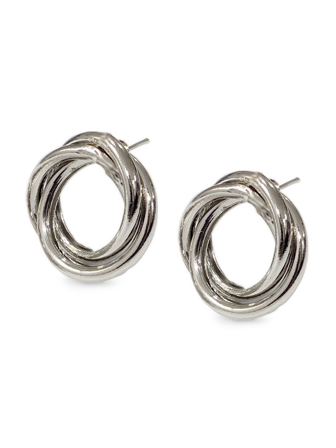 

Goldnera Silver-Plated Circular Studs Earrings