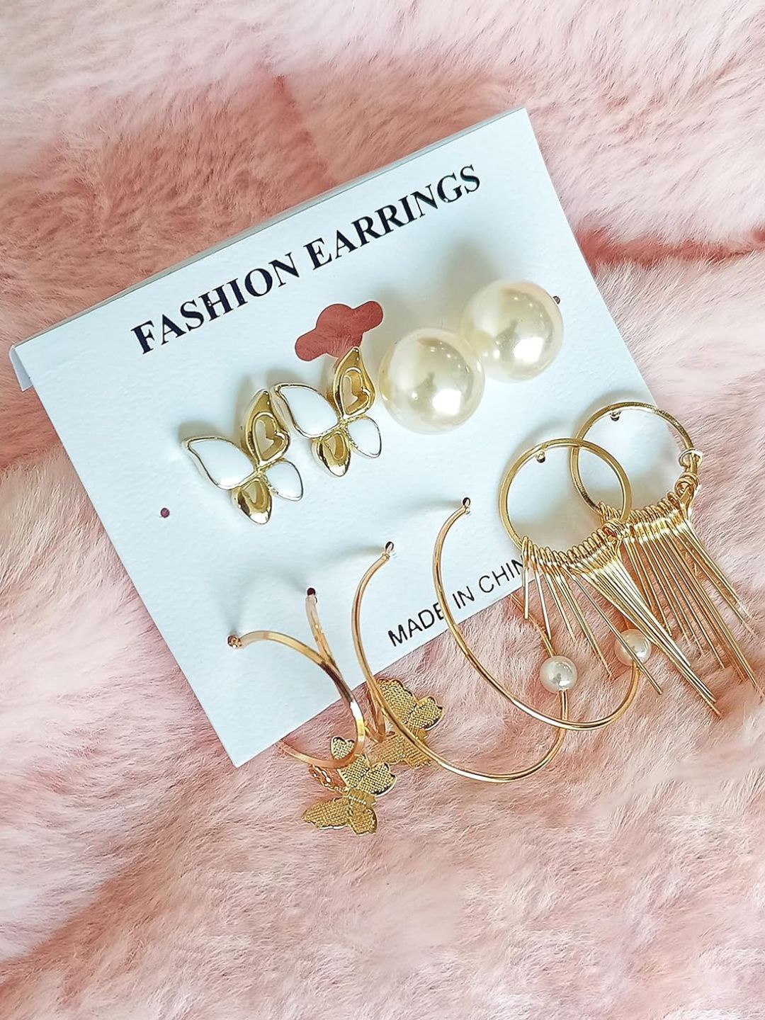 

ANNA CREATIONS Set Of 5 Gold-Plated Contemporary Earrings