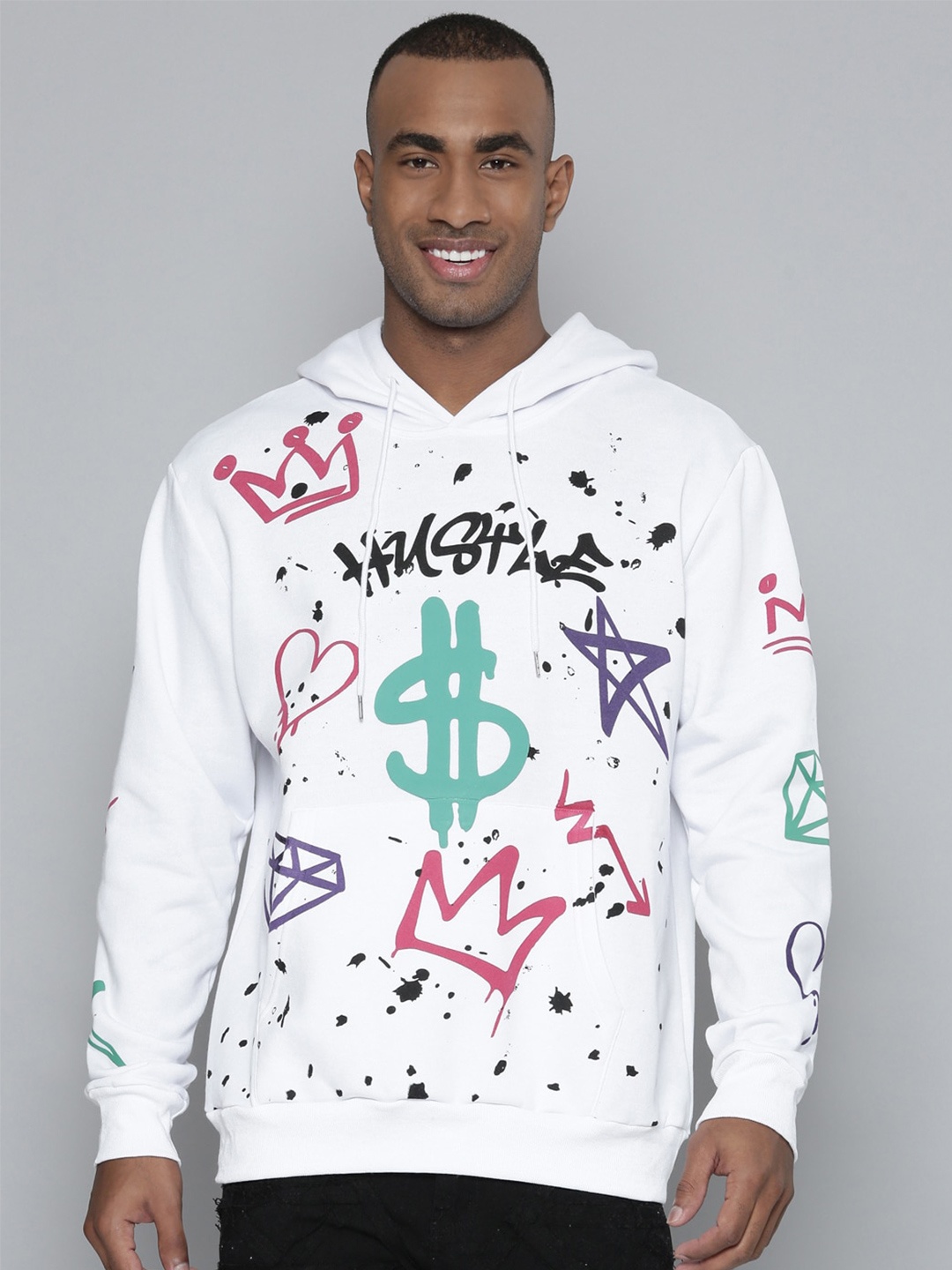 

WAIMEA Abstract Printed Hooded Sweatshirt, White