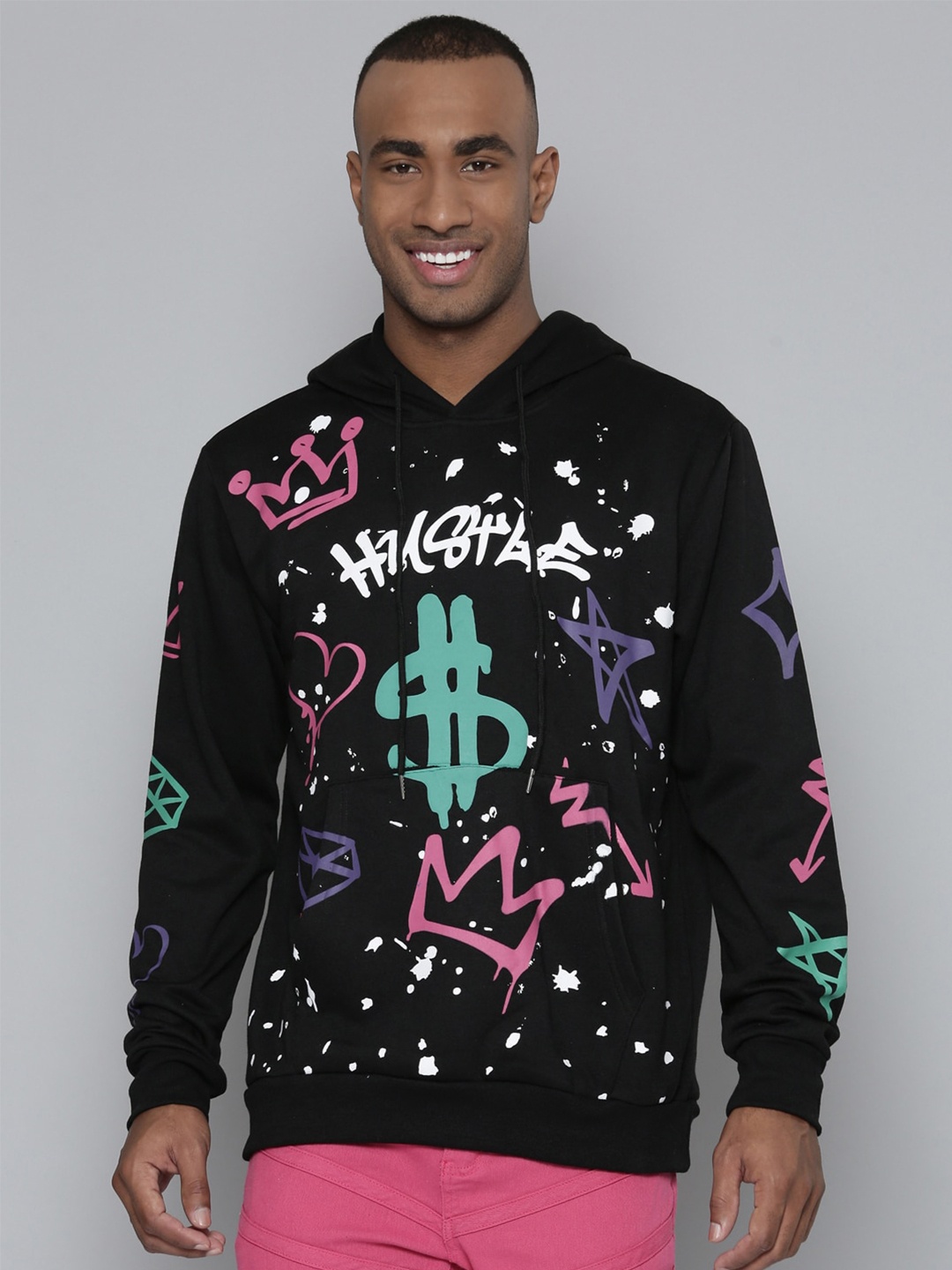 

WAIMEA Typography Printed Hooded Sweatshirt, Black