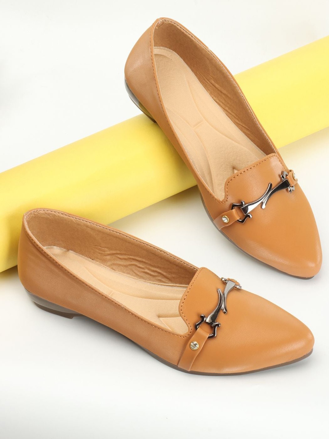 

PERY PAO Pointed Toe Loafers, Mustard