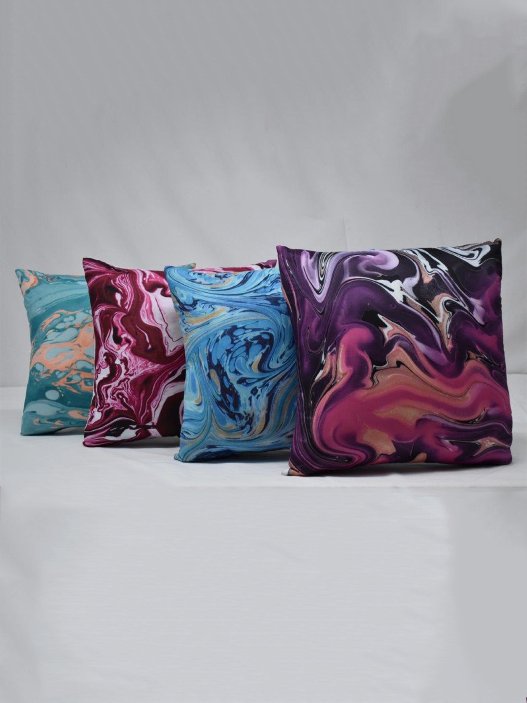 

HERE&NOW brush stroke Purple and Blue 4 Pieces Abstract Square Cushion Covers