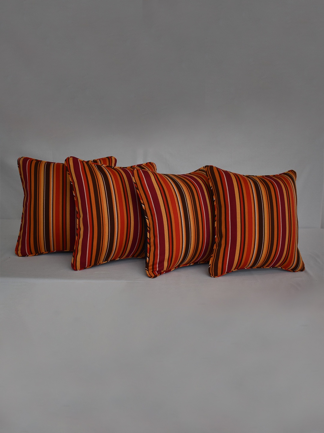 

HERE&NOW classic denim Red and Yellow 4 Pieces Striped Square Cushion Covers