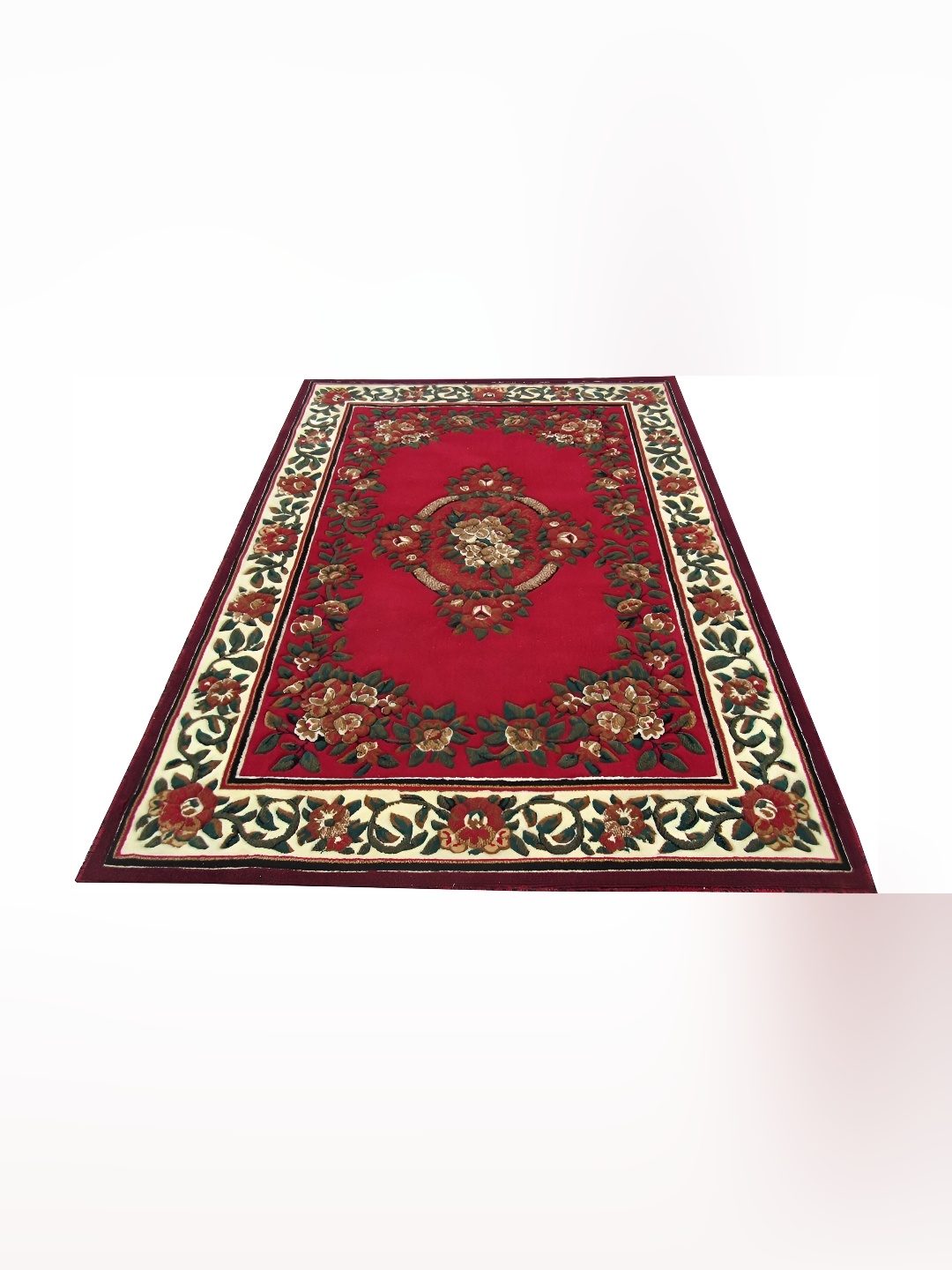 

Asad Emporium Rugs Red& Green Floral Anti-Skid Polypropylene Carpet