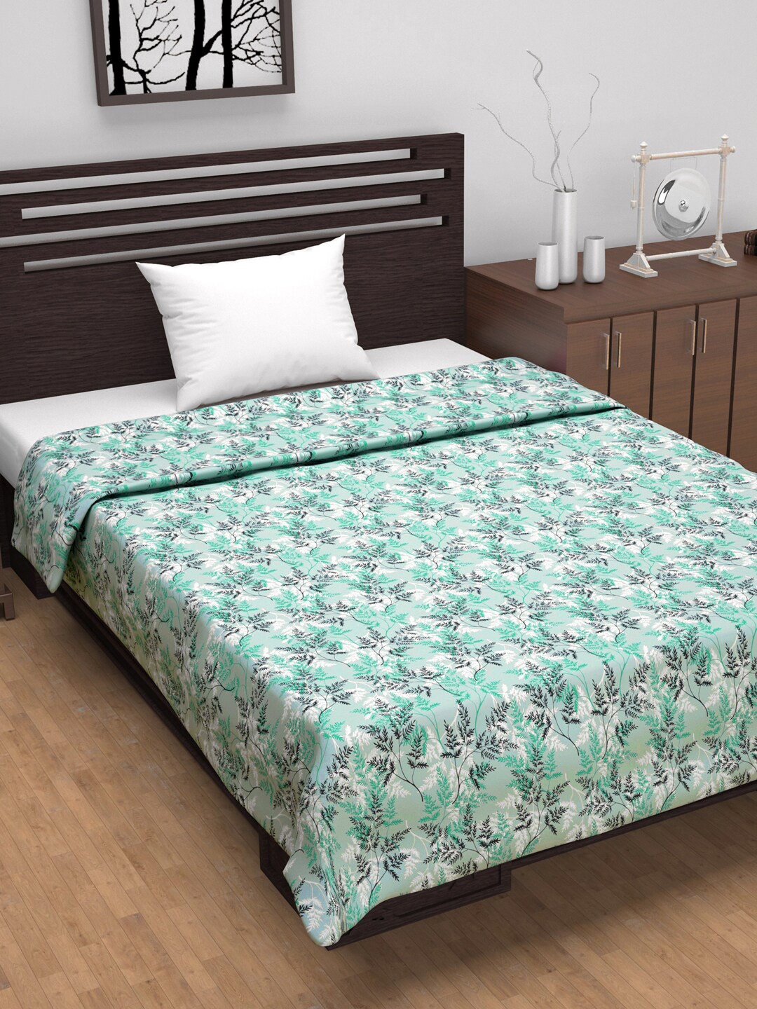 

Divine Casa Blue Floral AC Room 120 GSM Single Bed Dohar
