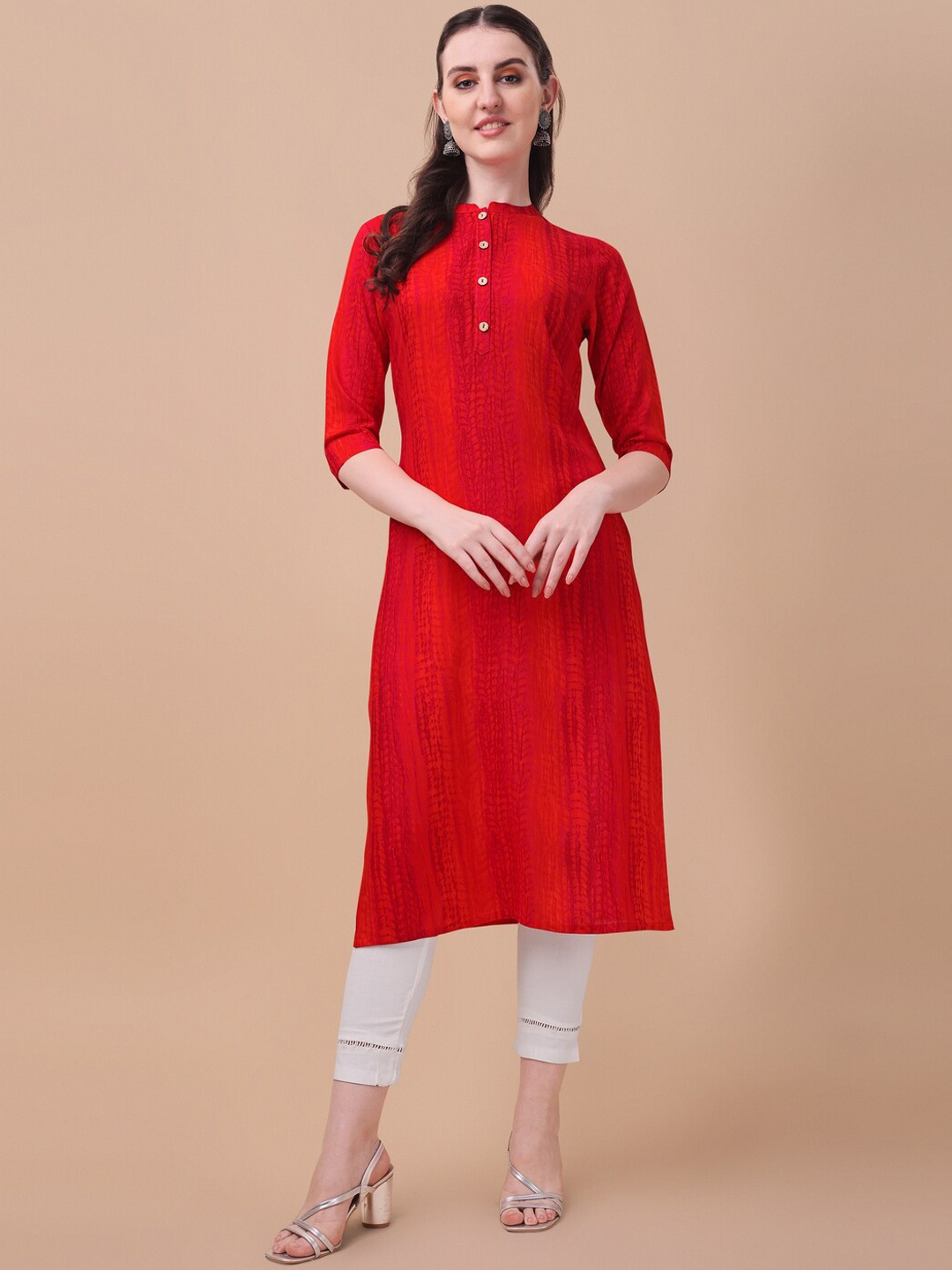

KALINI Abstract Shibori Dyed Straight Kurta, Red
