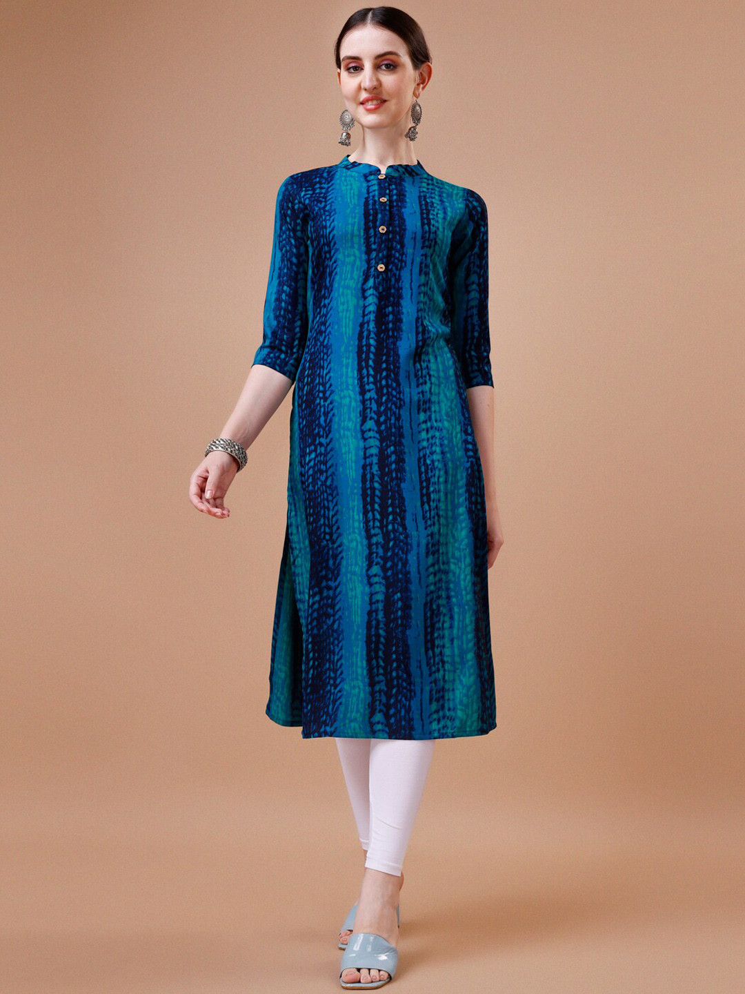 

KALINI Abstract Shibori Dyed Straight Kurta, Blue