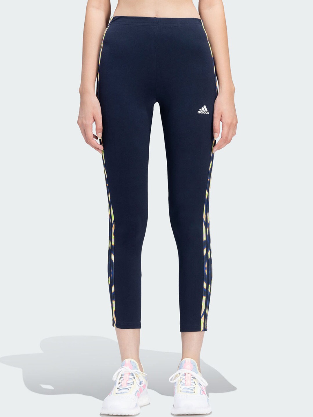 

ADIDAS Vibaop 3s Leg Women Printed Cropped Gym Tights, Navy blue
