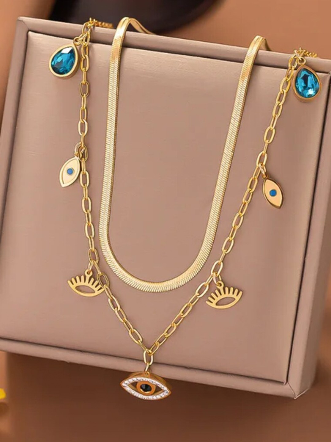

DressBerry Gold-Toned Artificial Stones Studded Layered Necklace