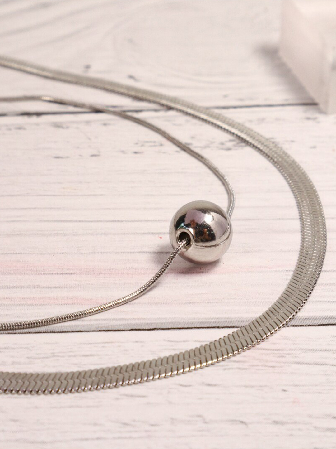 

DressBerry Silver-Toned Stainless Steel Layered Minimal Chain
