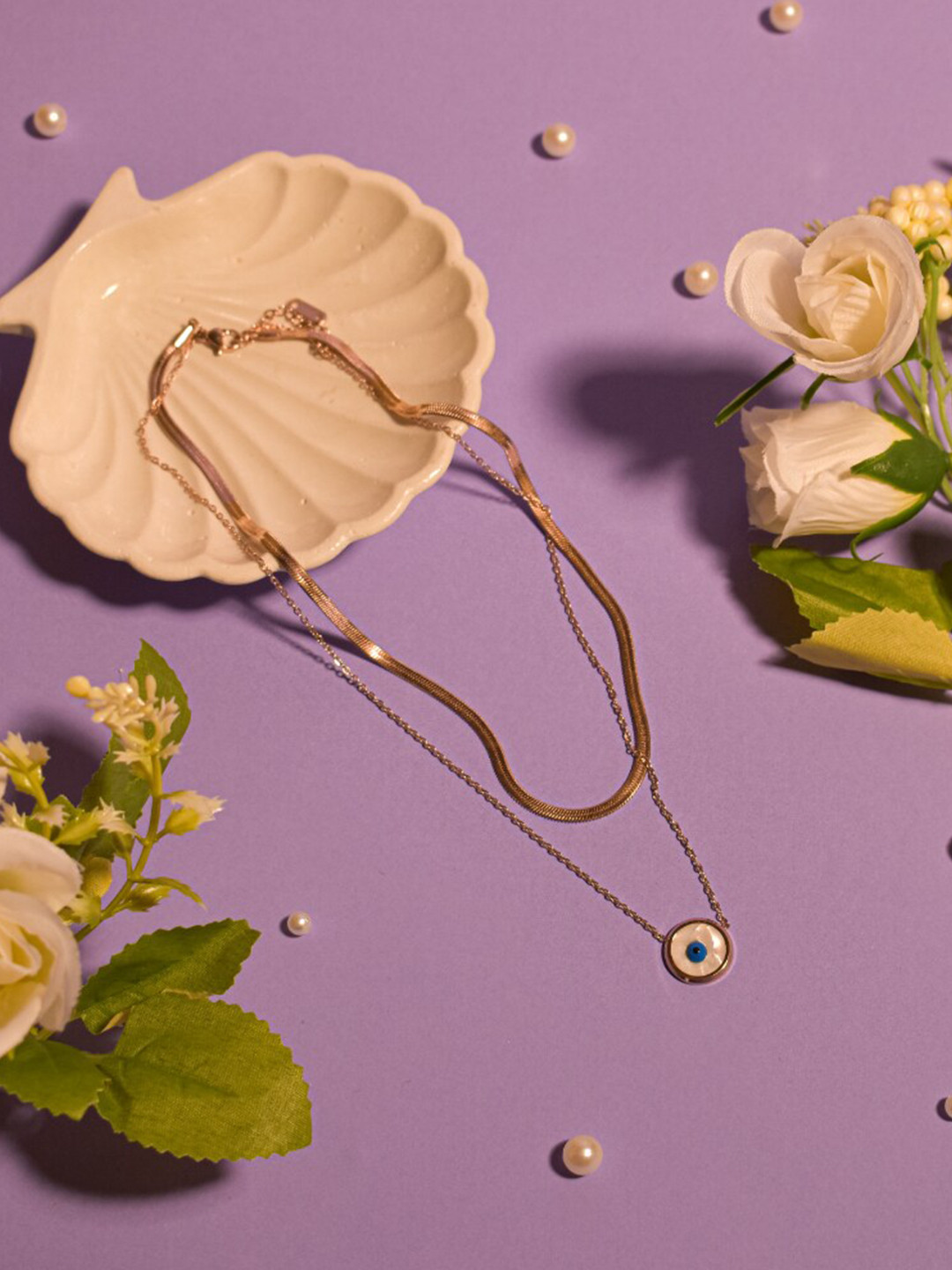 

DressBerry Rose Gold-Toned Envy Barrier Minimal Layered Necklace