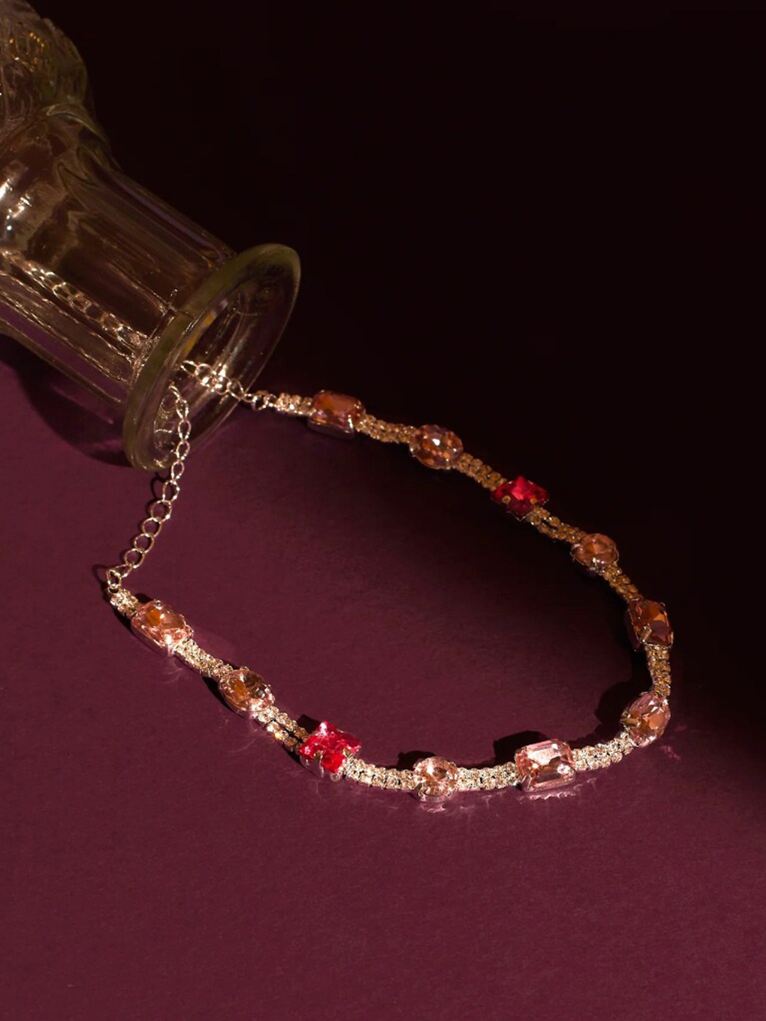 

DressBerry Gold-Toned Stainless Steel Stone-Studded Necklace