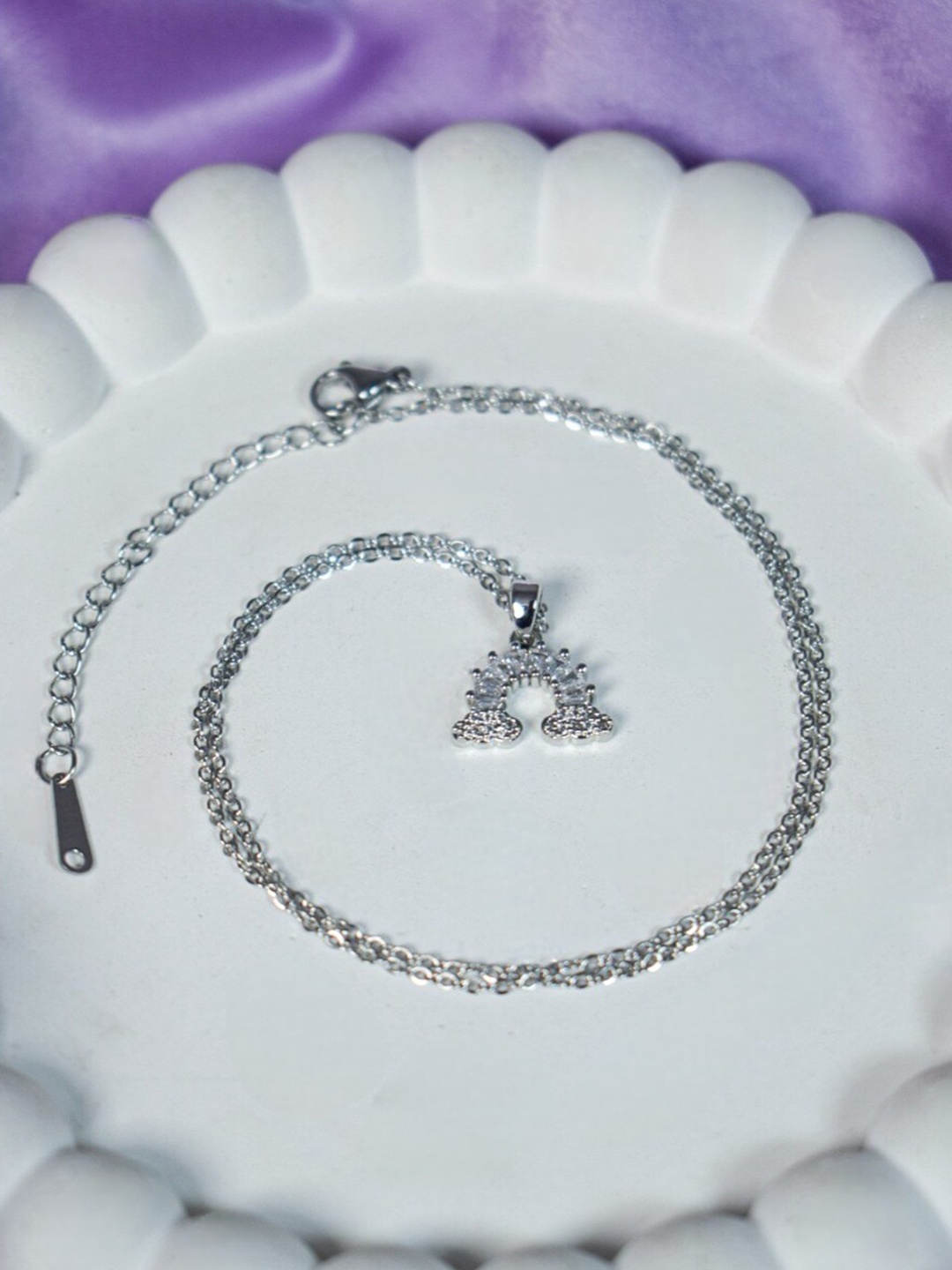 

DressBerry Silver Toned Stone Studded Stainless Steel Pendant with Chain