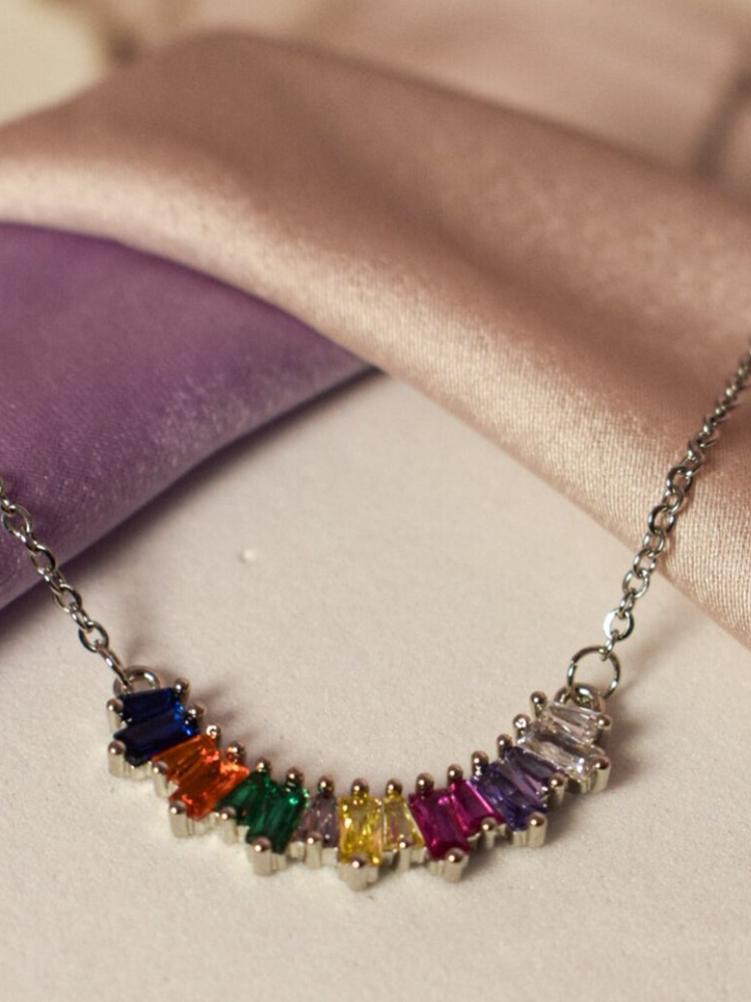 

DressBerry Silver Toned Artificial Stones Stainless Steel Necklace